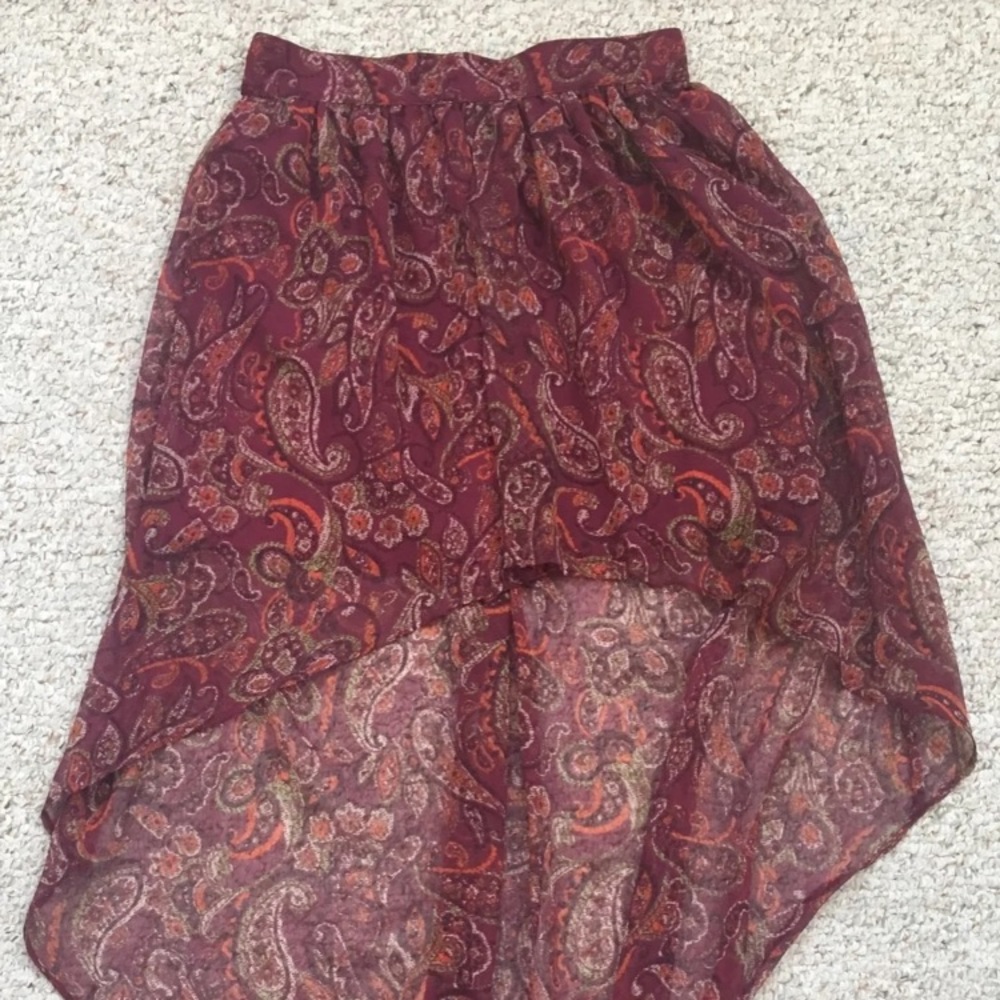 Burgundy Urban Outfitters Hi Low Skirt